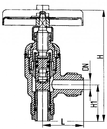 Клапан невозвратный бронзовый угловой штуцерный ДУ20 Ру100 ч.522-01.496-02