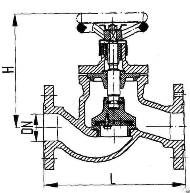 Клапан запорный латунный проходной штуцерный ДУ20 Ру100 ч.521-35.3368